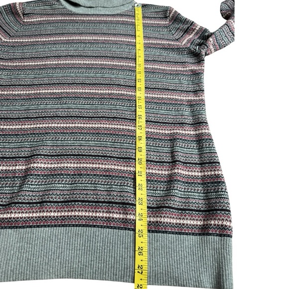 L.L. Bean Cotton Cashmere Fair Isle Turtleneck Sweater size XL 503413 - Picture 7 of 8